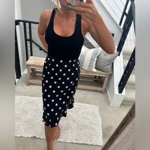 INC Black & White Polka Dot Ruffle Midi Skirt – Size 8